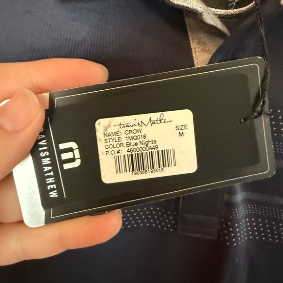 Travis Mathew Navy Short-Sleeve Performance Polo w/ Subtle Stripe - Picture 4 of 4